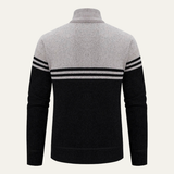 The Genova Men's Striped Thick Fleece Lined Knit Sweater Jacket