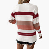Women's pullover with round neckline and striped surface