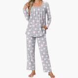Women's Pajama Set with Long Sleeves and Star Pattern