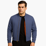 Men's Bomber Jacket with Zipper and Ribbed Cuffs