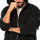 Men's Teddy Jacket with Zipper and Long Sleeves