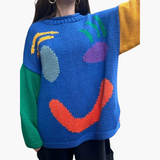 Knitted Sweater for Women - with Oversized Fit and Smiley Design