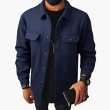Men's shirt with button placket, chest pockets, and long sleeves