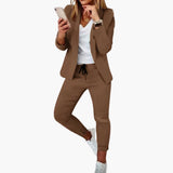 Women’s Lounge Set with Blazer and Drawstring Joggers