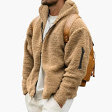Men's Fleece Jacket with Hood and Zipper
