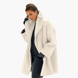 Women's Red Jacket with Wide Collar and Long Sleeves