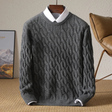 The Brookcrest Men's Warm Winter Cable Knit Crewneck Sweater