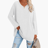 Women's Oversized V-Neck Long Sleeve Shirt – Comfortable & Casual