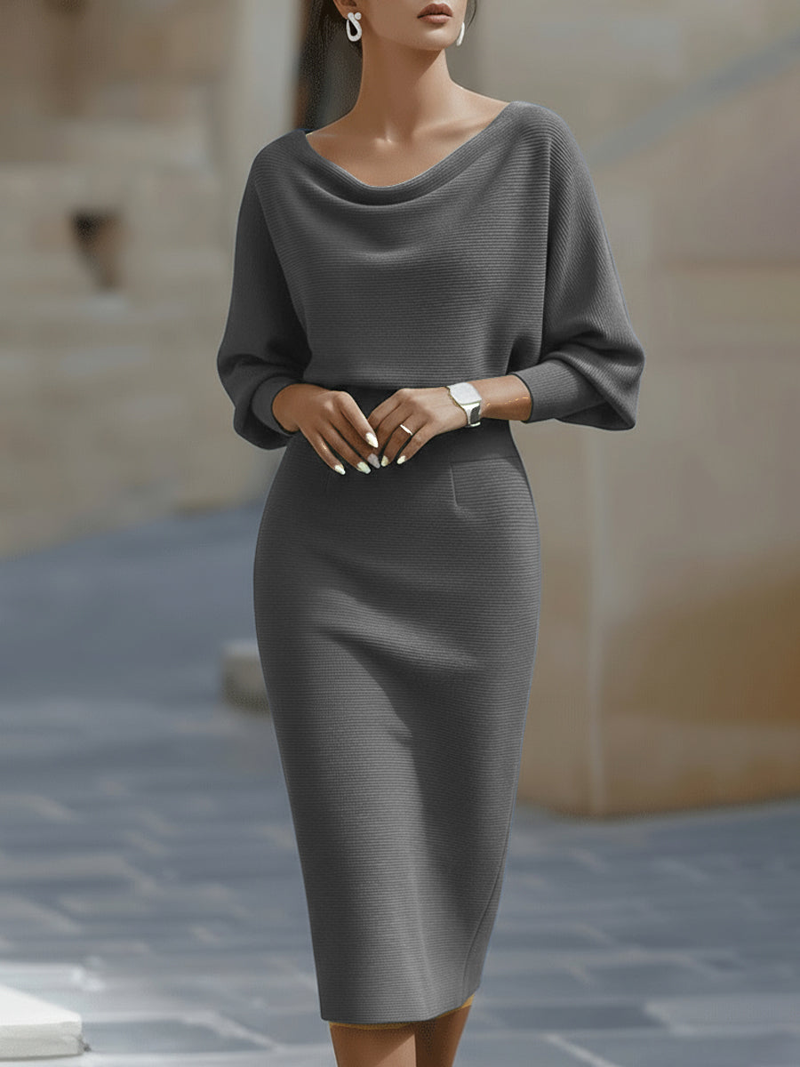 Olivia Batwing Midi Dress Grey