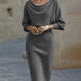 Olivia Batwing Midi Dress Grey