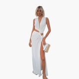 Summer Dress for Women – Cut-Out, V-Neck, Side Slit