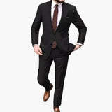 Men's Two-Piece Suit with Notch Lapel and Slim Fit Pants