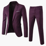 Men's Summer Suit Two-Piece with Lapel and Flat Front Trousers