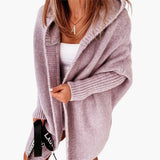 Women’s Knitted Cardigan with Hood and Open Front