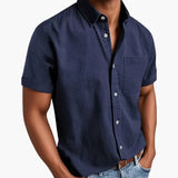 Men's Short Sleeve Shirt with Chest Pocket for Spring and Summer