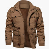 Men's Field Jacket with Adjustable Hood and Multiple Pockets