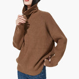 Women's Sweater with Zip Neck and Ribbed Surface