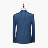 Men's Two-Piece Suit with Pinstripes and Lapel Collar