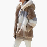 Women’s Zipped Hooded Jacket with Striped Surface