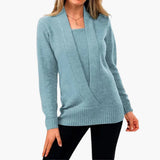 Women's Sweater with Deep V-Neck and Long Sleeves