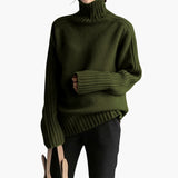 Women's sweater with turtleneck and ribbed texture