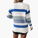 Women's pullover with round neckline and striped surface