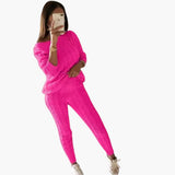 Women's Knitting Set with Long Sleeves and Elastic Waistband