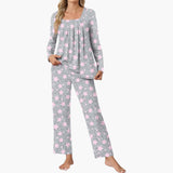 Women's Pajama Set with Long Sleeves and Star Pattern