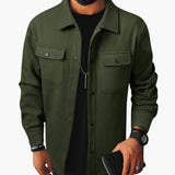 Men's shirt with button placket, chest pockets, and long sleeves