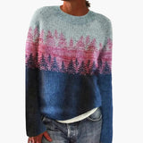 Women's Knit Sweater with Round Neck and Pattern Design