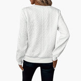 Women's pullover with zipper at the neckline and cable knit surface