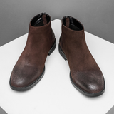 The Stonebridge Men’s Vintage Leather Suede Chelsea Boots with Zipper
