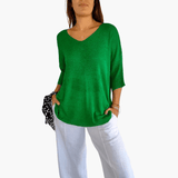 Women's V-Neck Top – Loose Summer Top for Casual Wear