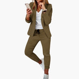 Women’s Lounge Set with Blazer and Drawstring Joggers