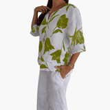 Women's Floral Print Blouse – Summer V-Neck Top