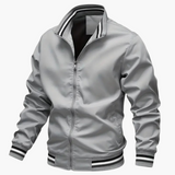 Men's Jacket with Ribbed Details and Front Zipper