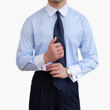 Striped Men's Shirt with Contrast Collar and Buttoned Cuffs