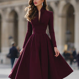 Jennifer V-Neck Midi Dress Burgundy 2