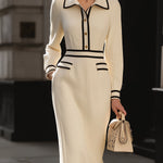 Magidan Trim Midi Dress Ivory