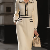 Magidan Trim Midi Dress Ivory