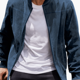 Men's Bomber Jacket with Zipper and Side Pockets
