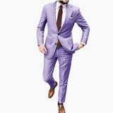Men's Two-Piece Suit with Notch Lapel and Slim Fit Pants