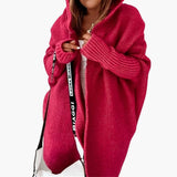 Women’s Knitted Cardigan with Hood and Open Front