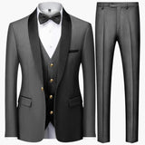Men's Slim Fit Three-Piece Suit for Formal Occasions Year-Round