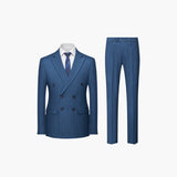 Men's Two-Piece Suit with Pinstripes and Lapel Collar