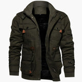 Men's Field Jacket with Adjustable Hood and Multiple Pockets