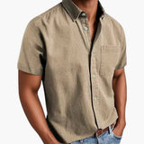 Men's Short Sleeve Shirt with Chest Pocket for Spring and Summer