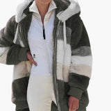 Women’s Zipped Hooded Jacket with Striped Surface