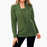 Women's Sweater with Deep V-Neck and Long Sleeves