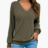 Women's V-Neck Sweater with Long Sleeves